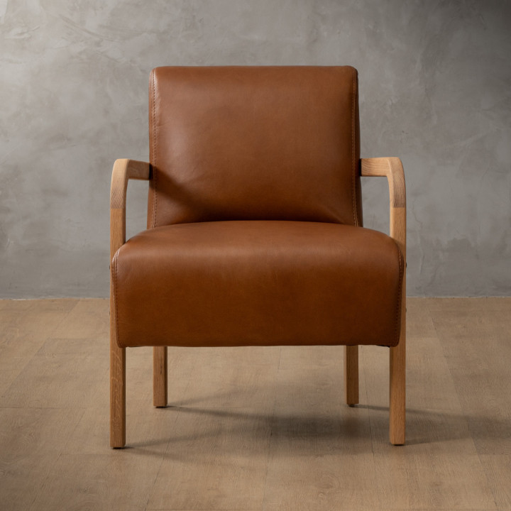 Palmiet Leather Armchair - Oak - Butterscotch - 5