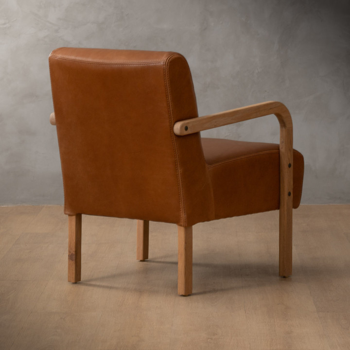 Palmiet Leather Armchair - Oak - Butterscotch - 7