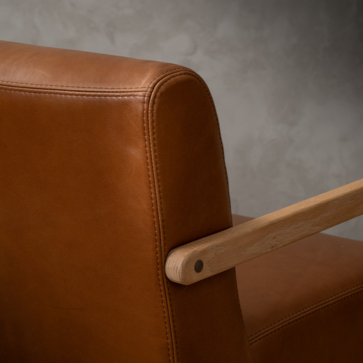 Palmiet Leather Armchair - Oak - Butterscotch - 8