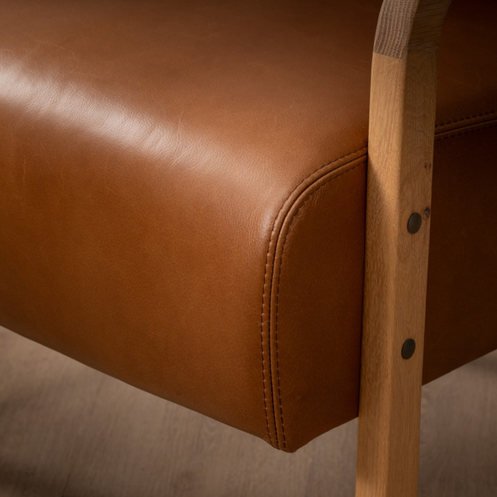 Palmiet Leather Armchair - Oak - Butterscotch - 9