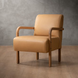 Palmiet Leather Armchair - Oak - Desert - 1