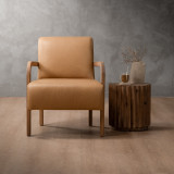 Palmiet Leather Armchair - Oak - Desert - 2