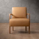 Palmiet Leather Armchair - Oak - Desert - 4
