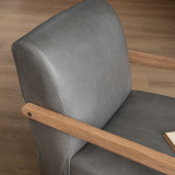 Palmiet Leather Armchair - Oak - Pepper - 8