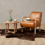 Palmiet Leather Armchair - Oak - Ginger - 2