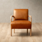 Palmiet Leather Armchair - Oak - Ginger - 3
