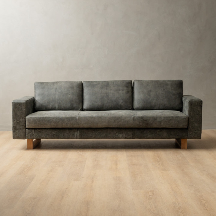 Clarkson 3-Seater Leather Couch - Charcoal - 1