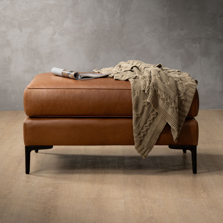Tulbagh Leather Ottoman - Ginger - 2
