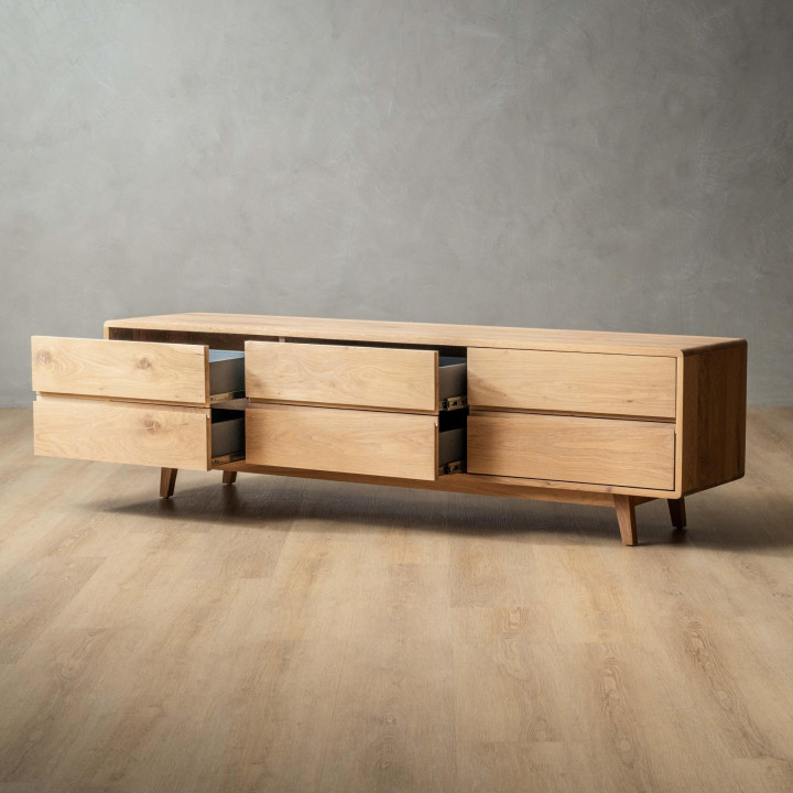 Philadelphia 6 Drawer TV Unit - Oak - 4