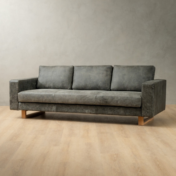 Clarkson 3-Seater Leather Couch - Charcoal - 11