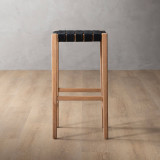 Cederberg Tall Leather Bar Stool - Oak - Black - 2