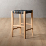 Cederberg Leather Counter Bar Stool - Oak - Black - 1