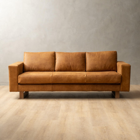 Clarkson 3-Seater Leather Couch - Caramel
