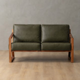 Clarens 2-Seater Leather Couch - Blackwood - Olive - 1