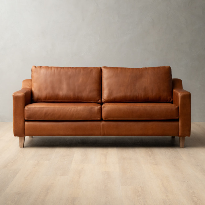 2.0m Douglas Leather Couch - Butterscotch - 1