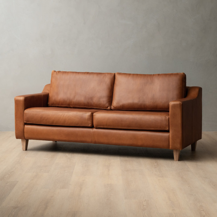 2.0m Douglas Leather Couch - Butterscotch - 2