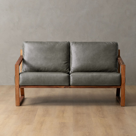 Clarens 2-Seater Leather Couch - Blackwood - Pepper