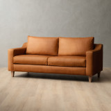 2.0m Douglas Leather Couch - Ginger - 2