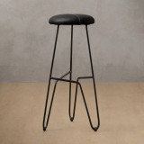 Delaire Tall Leather Bar Stool - Black - 1
