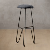 Delaire Tall Leather Bar Stool - Black - 2