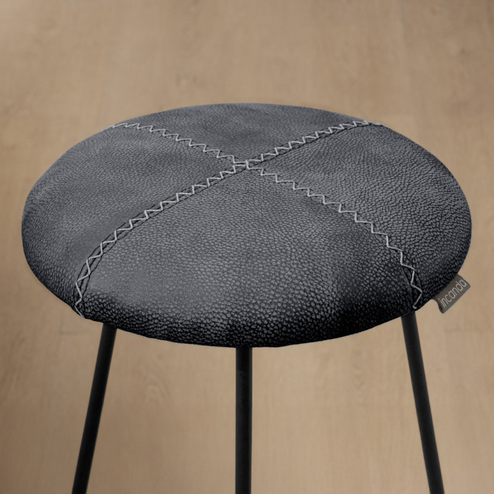 Delaire Tall Leather Bar Stool - Black - 4