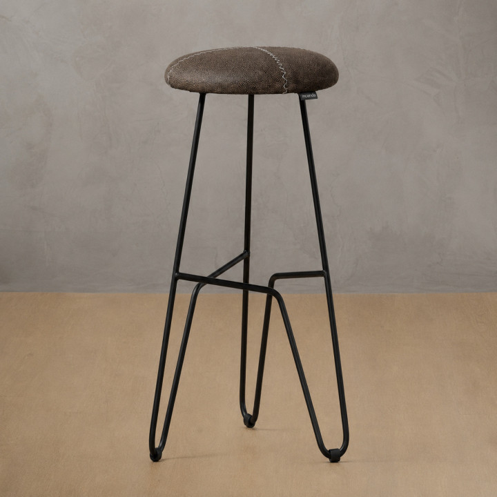 Delaire Tall Leather Bar Stool - Brown - 1