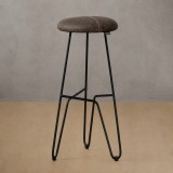 Delaire Tall Leather Bar Stool - Brown - 1