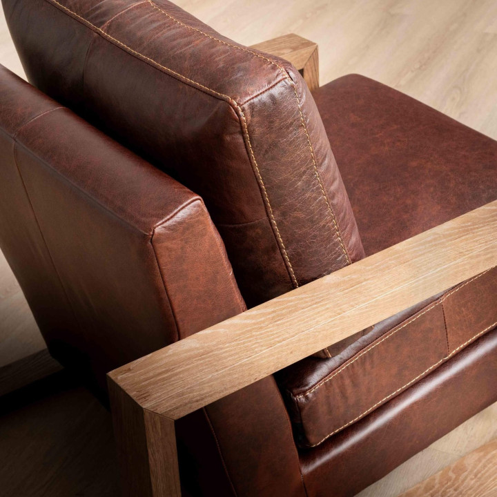 Dravenso Leather Armchair - Chestnut - 6