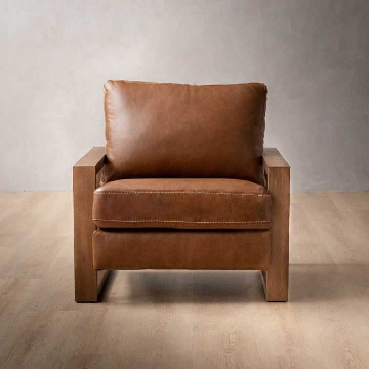 Dravenso Leather Armchair - Duskwood - 3