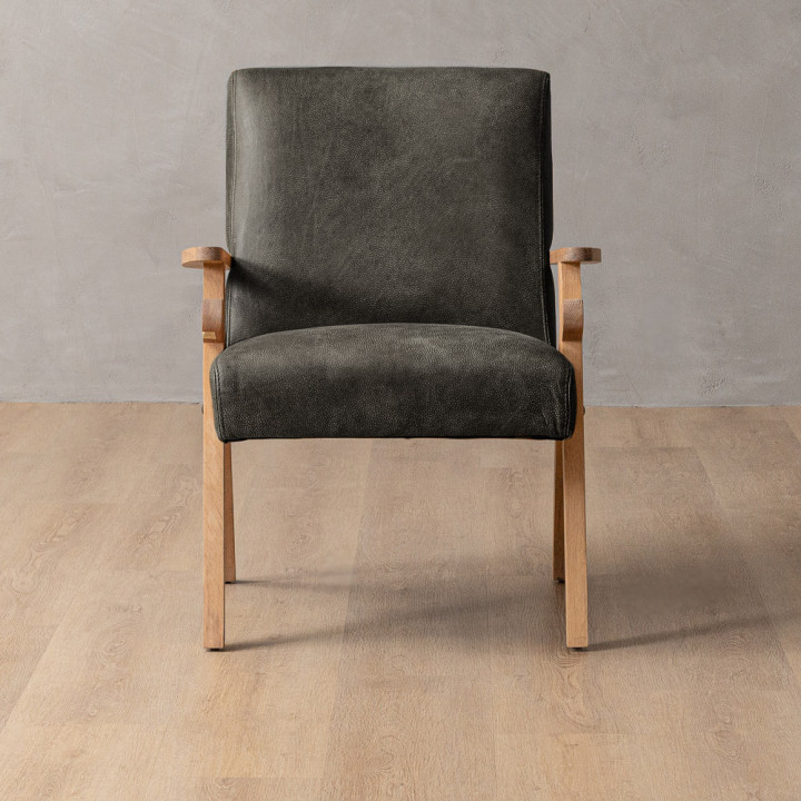 Gariep Leather Armchair - Oak - Charcoal - 2