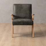 Gariep Leather Armchair - Oak - Charcoal - 2