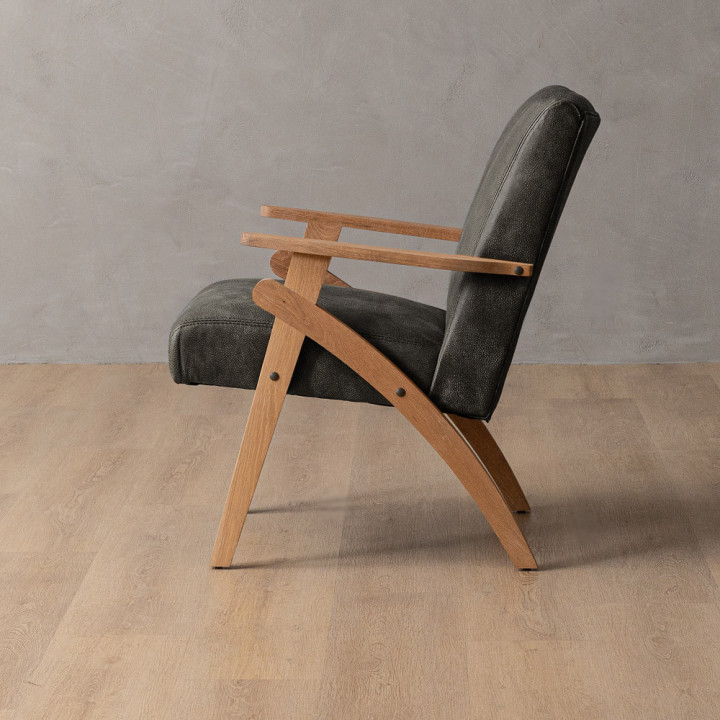 Gariep Leather Armchair - Oak - Charcoal - 3