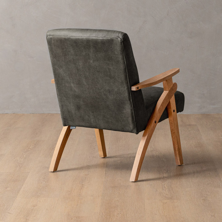Gariep Leather Armchair - Oak - Charcoal - 4