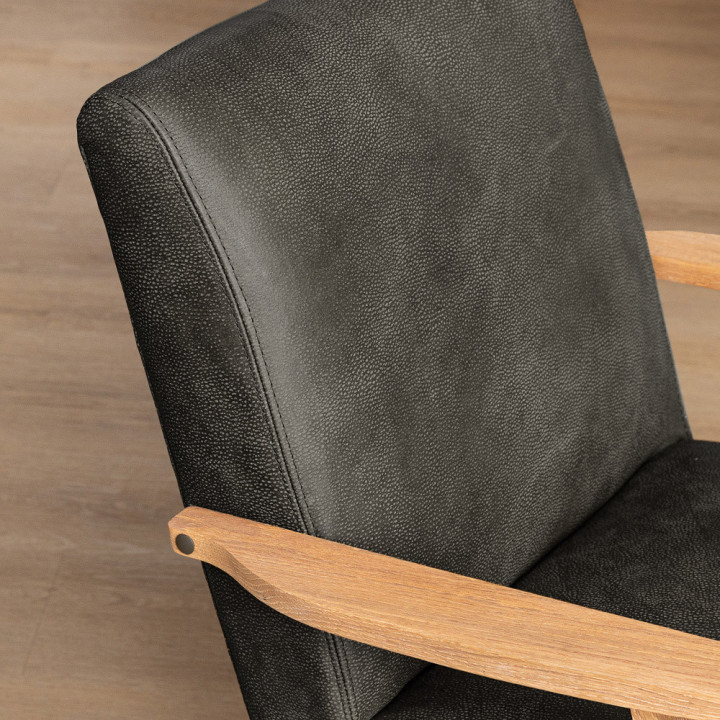 Gariep Leather Armchair - Oak - Charcoal - 5