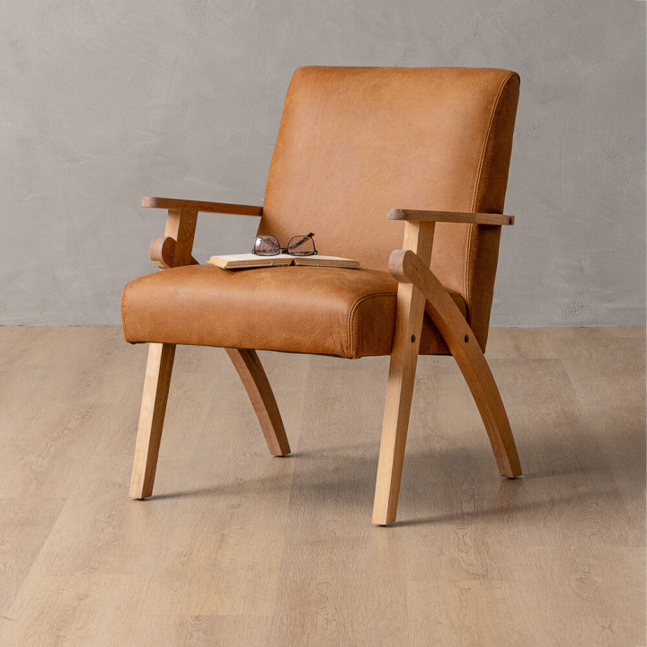Gariep Leather Armchair - Oak - Caramel - 2