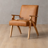 Gariep Leather Armchair - Oak - Caramel - 2