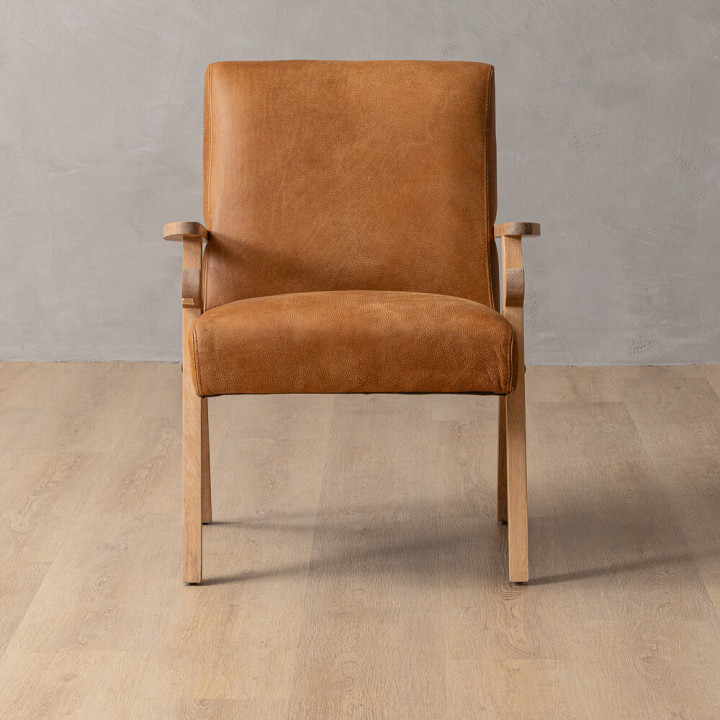 Gariep Leather Armchair - Oak - Caramel - 4