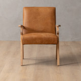 Gariep Leather Armchair - Oak - Caramel - 4