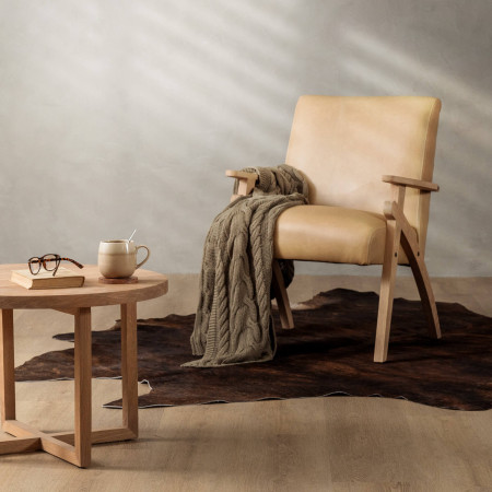 Gariep Leather Armchair - Oak - Desert