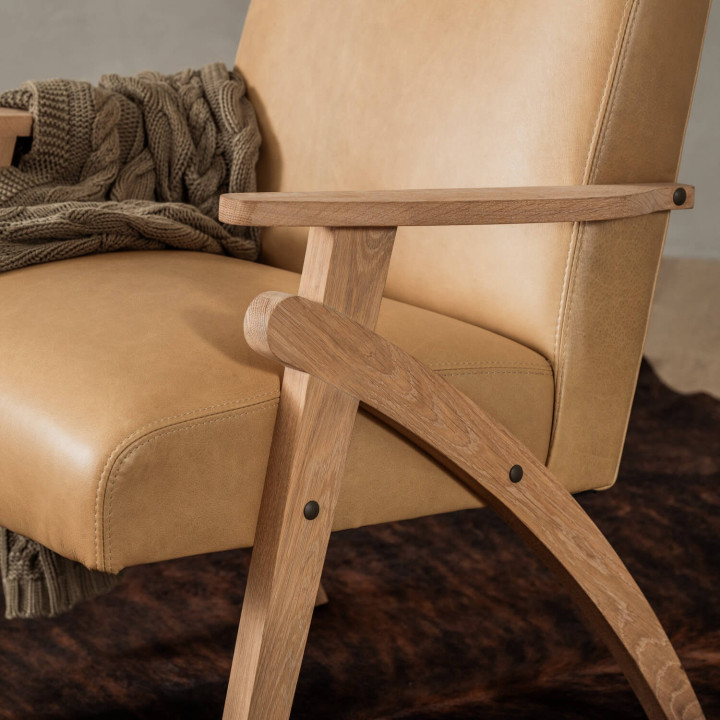 Gariep Leather Armchair - Oak - Desert - 4