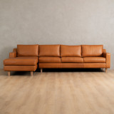 Douglas Leather Corner Couch with Daybed Left - Ginger - 1