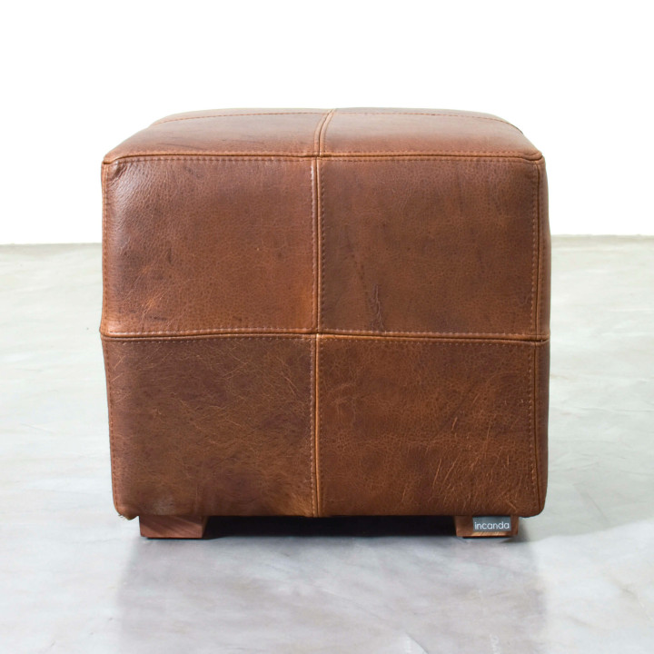 Leather Block Ottoman - Butterscotch - 2