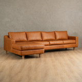 Douglas Leather Corner Couch with Daybed Left - Ginger - 2