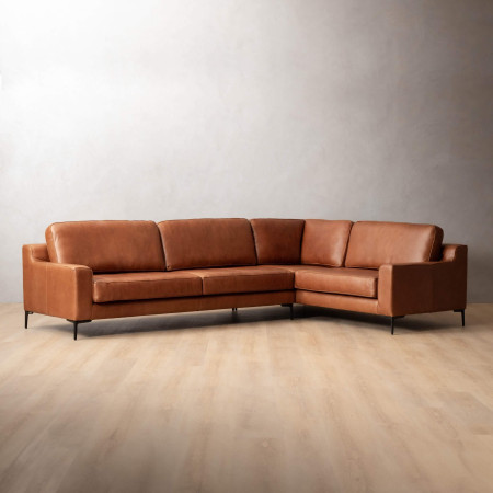 Tulbagh Leather Corner Couch Right - Butterscotch