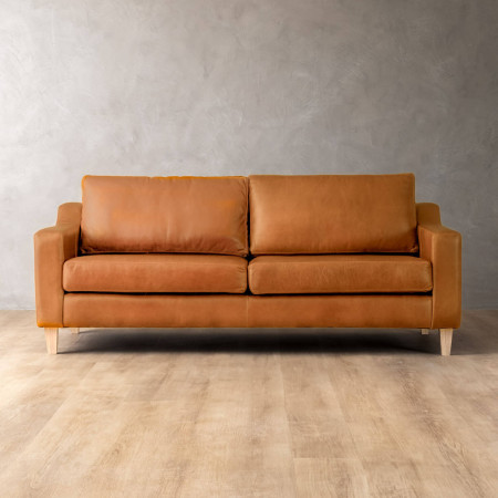 Demo - Douglas 3-Seater Leather Couch - Ginger - 1