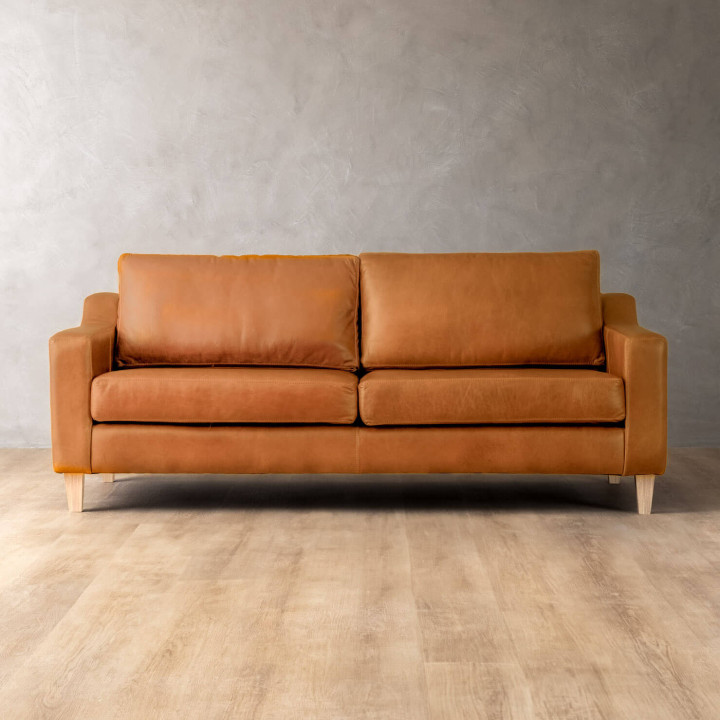 Demo - Douglas 3-Seater Leather Couch - Ginger - 1