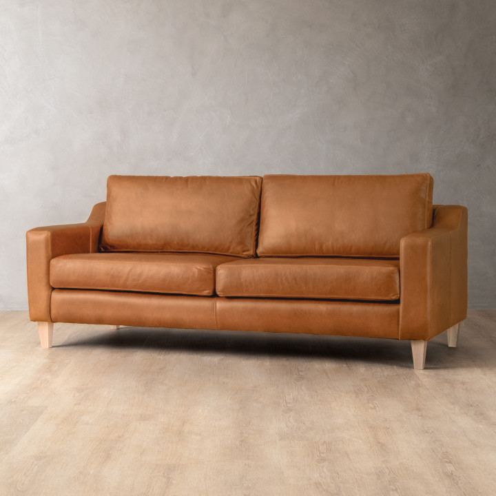 Demo - Douglas 3-Seater Leather Couch - Ginger - 2