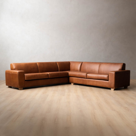 Karoo Full Corner Leather Couch - Butterscotch - 1