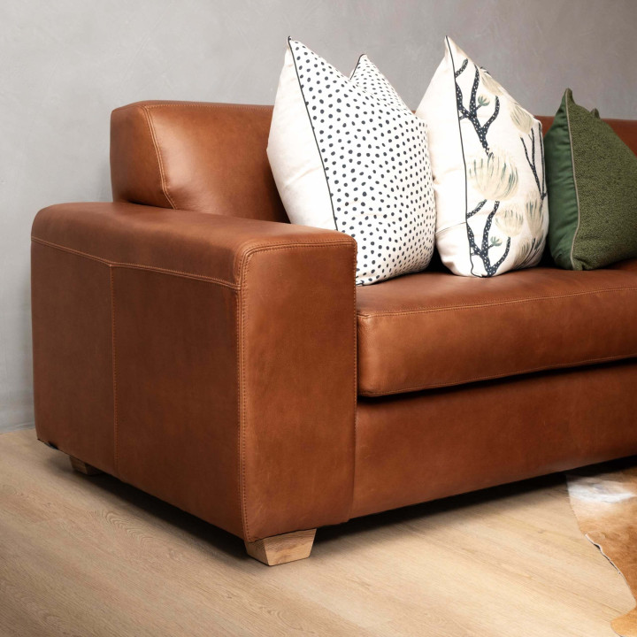 Karoo Full Corner Leather Couch - Butterscotch - 3