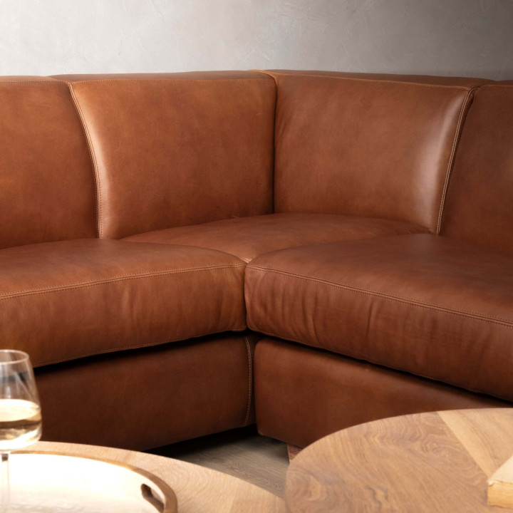 Karoo Full Corner Leather Couch - Butterscotch - 4